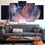 Abstract Basketball And Planets Starry Sky Night View Canvas Wall Art