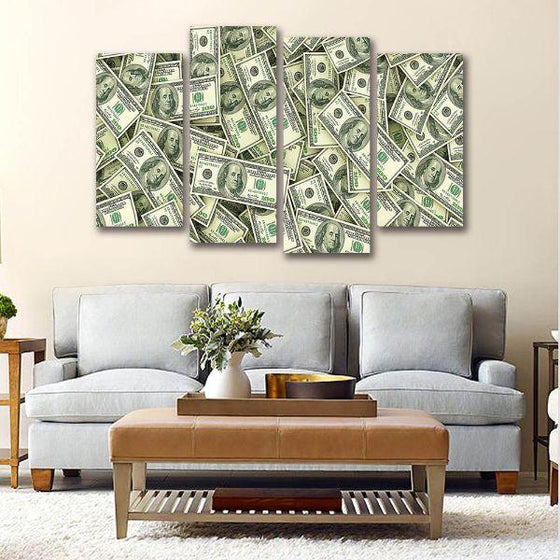 Inspiring Dollar Bills Canvas Wall Art Print