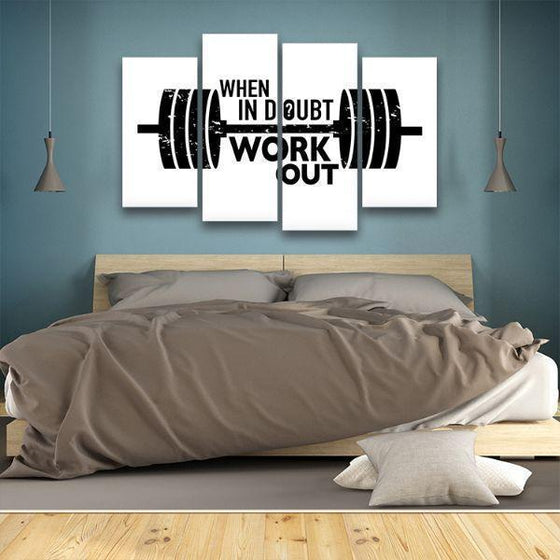 Inspiring Work Out Quote 4 Panels Canvas Wall Art Bed Room