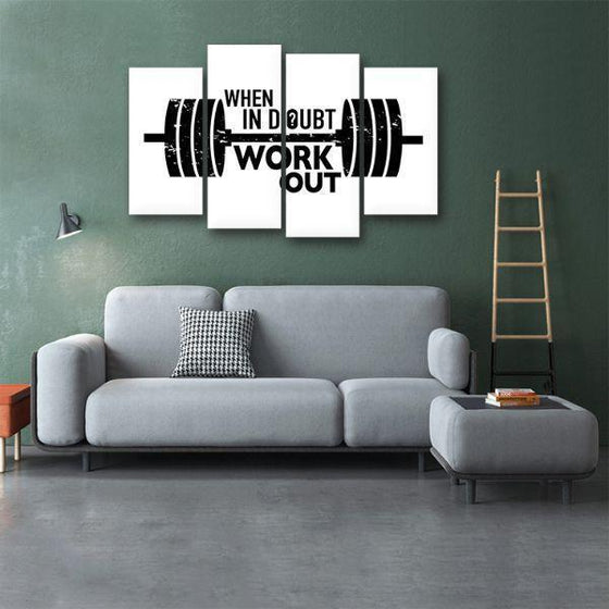 Inspiring Work Out Quote 4 Panels Canvas Wall Art Living Room