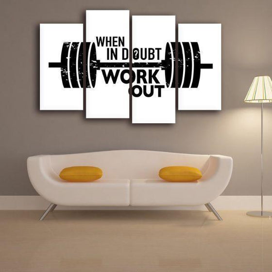 Inspiring Work Out Quote 4 Panels Canvas Wall Art Set