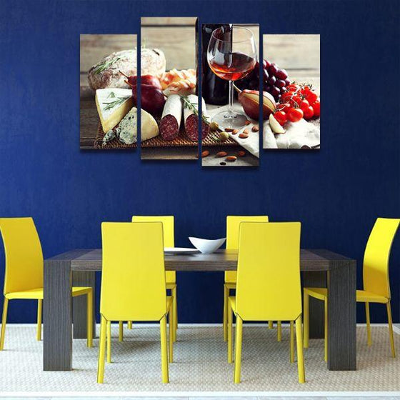 Italian Food & Wine 4 Panels Canvas Wall Art Dining Room
