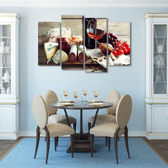 Italian Food & Wine 4 Panels Canvas Wall Art Set