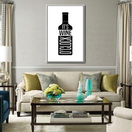It's Wine O'Clock Quote Canvas Wall Art Living Room