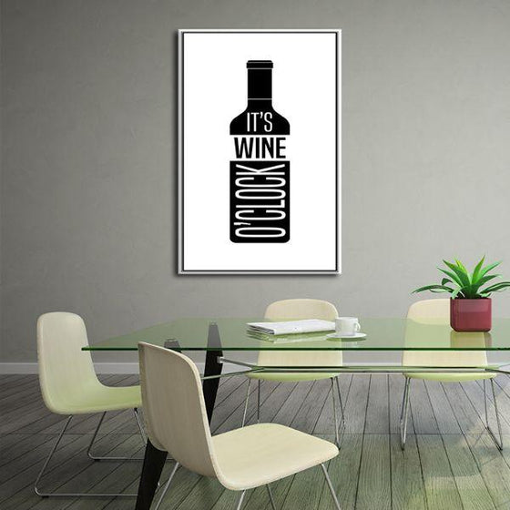 It's Wine O'Clock Quote Canvas Wall Art Office