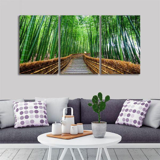 Japan Bamboo Park 3 Panels Canvas Wall Art Living Room