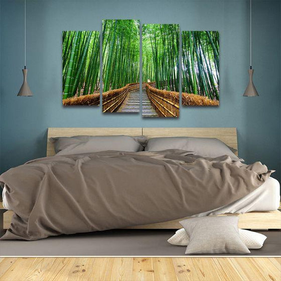 Japan Bamboo Park 4 Panels Canvas Wall Art Bedroom