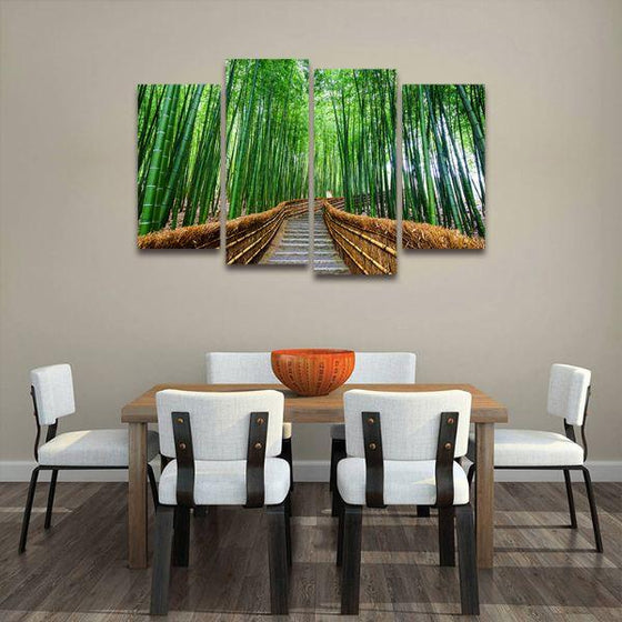 Japan Bamboo Park 4 Panels Canvas Wall Art Dining Room