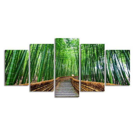Japan Bamboo Park 5 Panels Canvas Wall Art