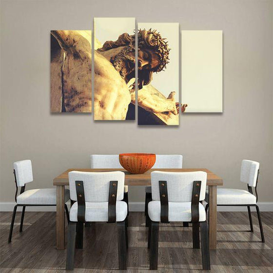 Jesus Crucifixion 4 Panels Canvas Wall Art Dining Room