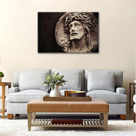 Jesus With A Crown Of Thorns Canvas Wall Art Living Room