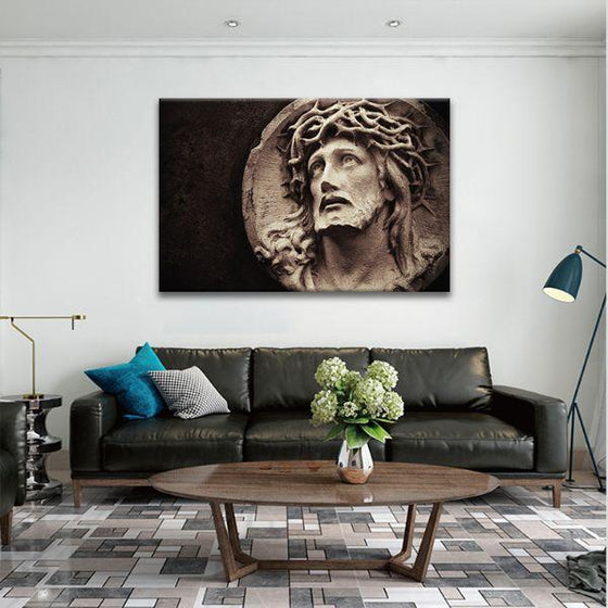 Jesus With A Crown Of Thorns Canvas Wall Art Print