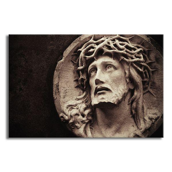 Jesus With A Crown Of Thorns Canvas Wall Art