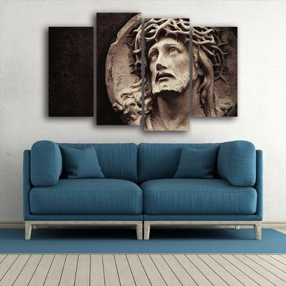 Jesus With Thorned Crown 4 Panels Canvas Wall Art Set