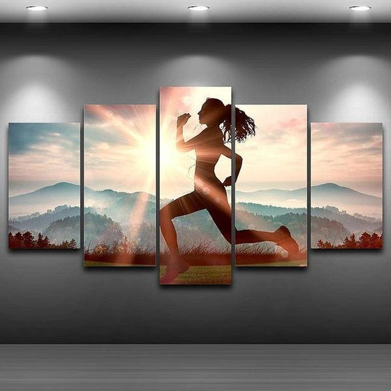 Fitness Run Sunshine Canvas Wall Art Home Decor