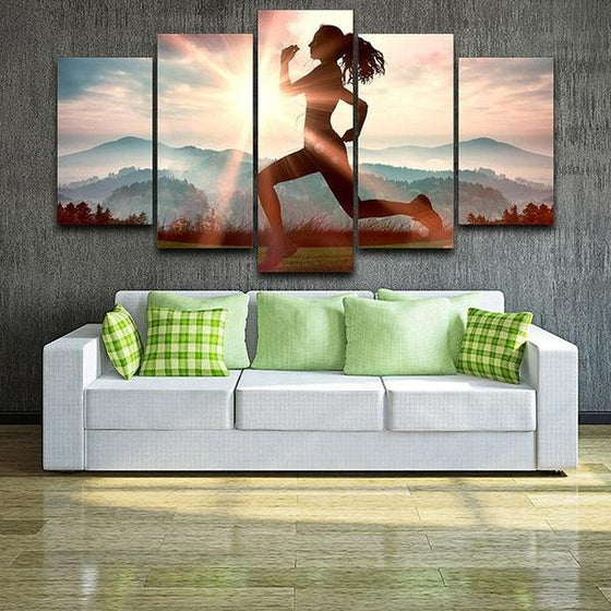 Fitness Run Sunshine Canvas Wall Art Decor