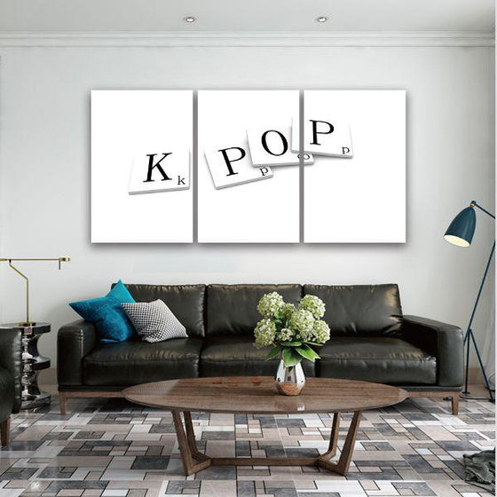 K Pop Tiles 3 Panels Canvas Wall Art Set