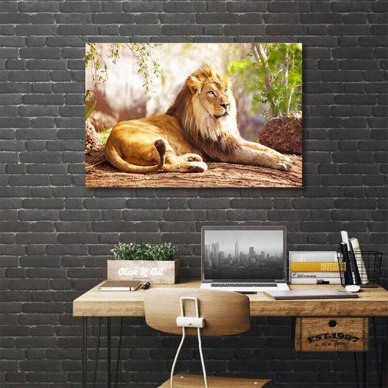 King Of The Jungle 1 Panel Canvas Wall Art Office Room