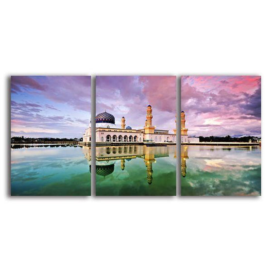 Kota Kinabalu Mosque 3 Panels Canvas Wall Art