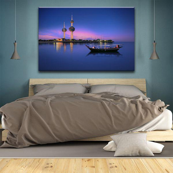 Kuwait Towers & Arabian Boat Canvas Wall Art Bedroom