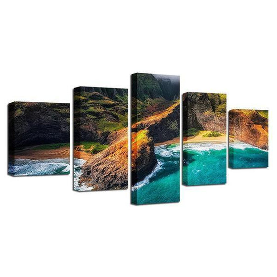 Kauai Cliff Canvas Wall Art 5 Panels