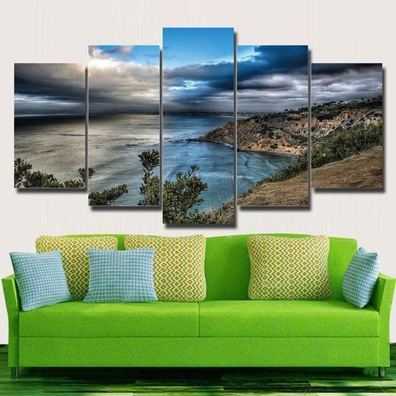 Stormy Beach Clouds Canvas Wall Art 5 Panels