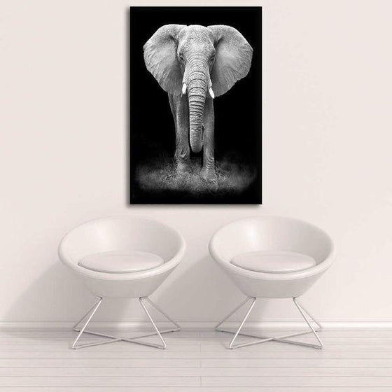 Large Elephant In Black & White Canvas Wall Art Decor