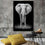 Large Elephant In Black & White Canvas Wall Art Print