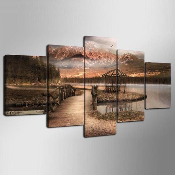 Mountain And Lake View Canvas Wall Art Decor