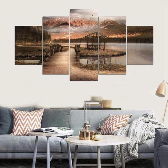 Mountain And Lake View Canvas Wall Art Set