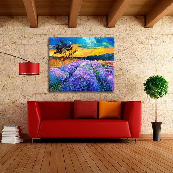 Lavender Field Landscape Wall Art Living Room