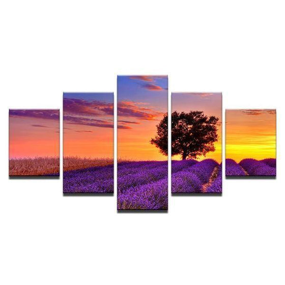Lavender Garden Sunset Canvas Wall Art