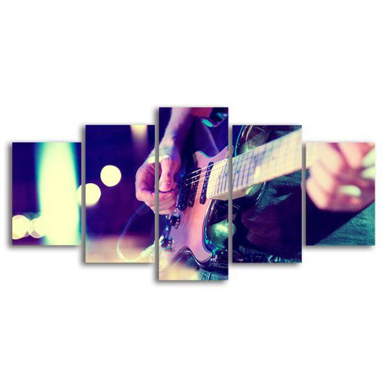 Lead Electric Guitar 5 Panels Canvas Wall Art