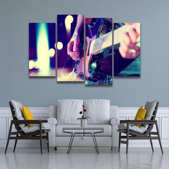Lead Electric Guitar 4 Panels Canvas Wall Art Living Room