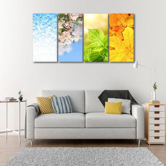 Leaves & Blooms 4 Panels Canvas Wall Art Decors