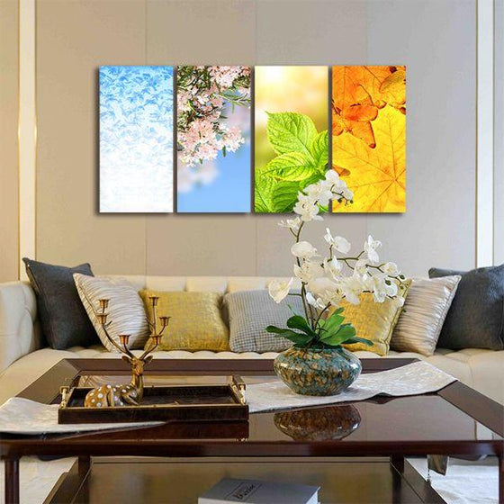 Leaves & Blooms 4 Panels Canvas Wall Art Living Room