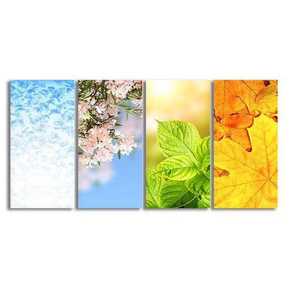 Leaves & Blooms 4 Panels Canvas Wall Art