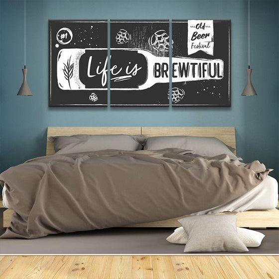 Life Quote In A Beer Bottle Canvas Wall Art Bedroom