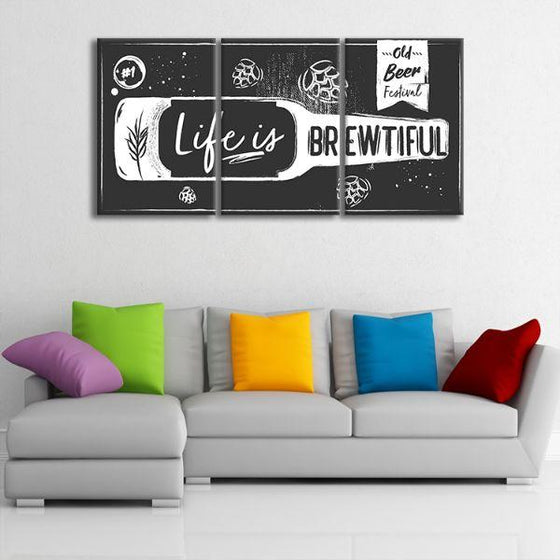 Life Quote In A Beer Bottle Canvas Wall Art Decor