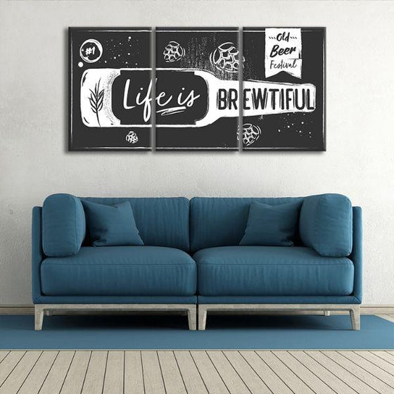 Life Quote In A Beer Bottle Canvas Wall Art Living Room