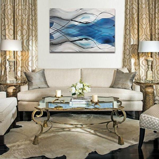 Light Abstract Curve Lines Canvas Wall Art Living Room