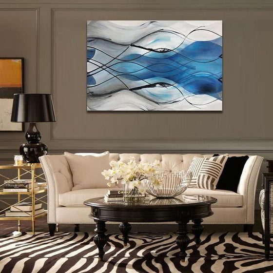 Light Abstract Curve Lines Canvas Wall Art Print