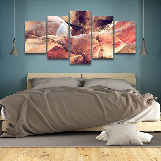Light Hued Layers 5-Panel Abstract Canvas Wall Art Bedroom