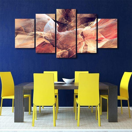 Light Hued Layers 5-Panel Abstract Canvas Wall Art Dining Room