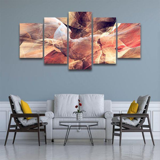 Light Hued Layers 5-Panel Abstract Canvas Wall Art Office