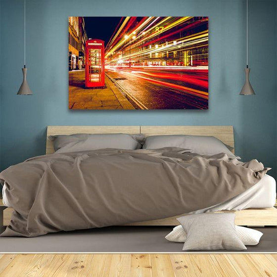 Light Trails & Phone Booth Canvas Wall Art Bedroom