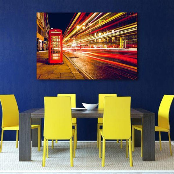 Light Trails & Phone Booth Canvas Wall Art Dining Room