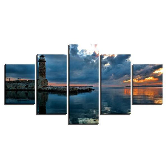 Lighthouse Sea View Sunset Canvas Wall Art