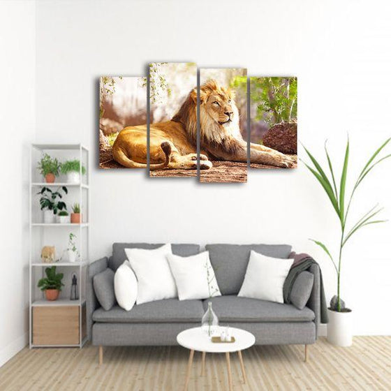 King of the Jungle 4 Panels Canvas Wall Art Living Room