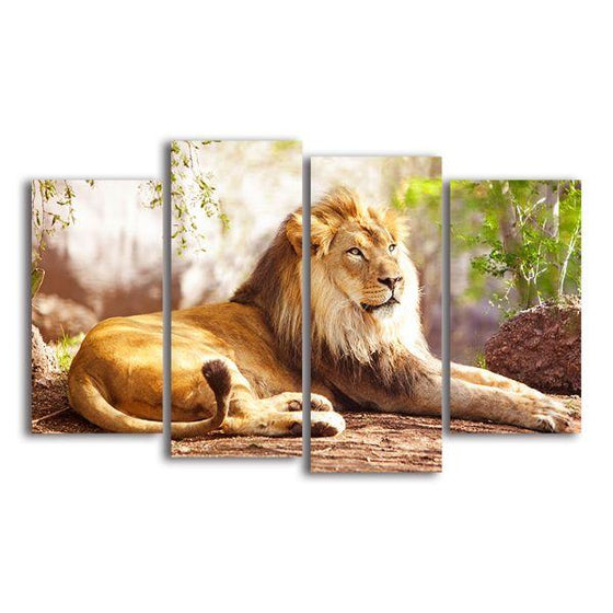King of the Jungle 4 Panels Canvas Wall Art